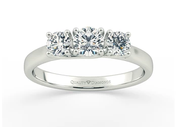 Round Brilliant Trilogy Caressa Diamond Ring in 18K White Gold