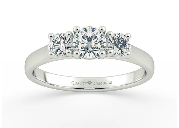 Round Brilliant Trilogy Noa Diamond Ring in 9K White Gold