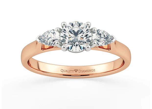 Round Brilliant Trilogy Zahra Diamond Ring in 9K Rose Gold