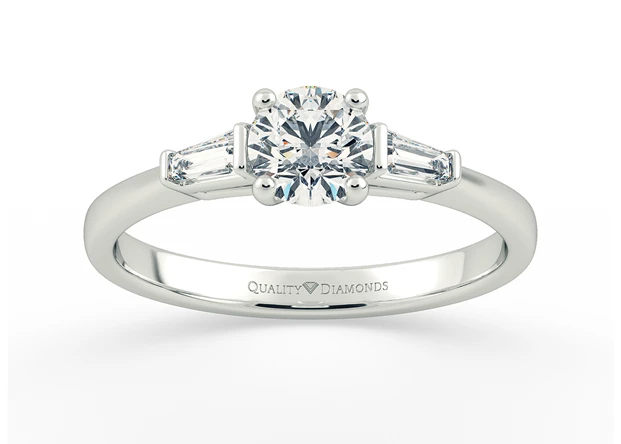 Round Brilliant Trilogy Milada Diamond Ring in 18K White Gold