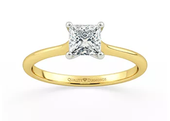 Princess Adamas Diamond Ring in 18K Yellow Gold