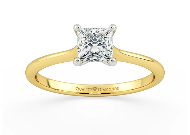 Princess Adamas Diamond Ring in 18K Yellow Gold