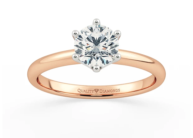 Round Brilliant Amore Diamond Ring in 9K Rose Gold