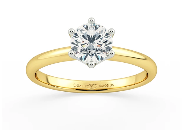 Round Brilliant Amore Diamond Ring in 18K Yellow Gold