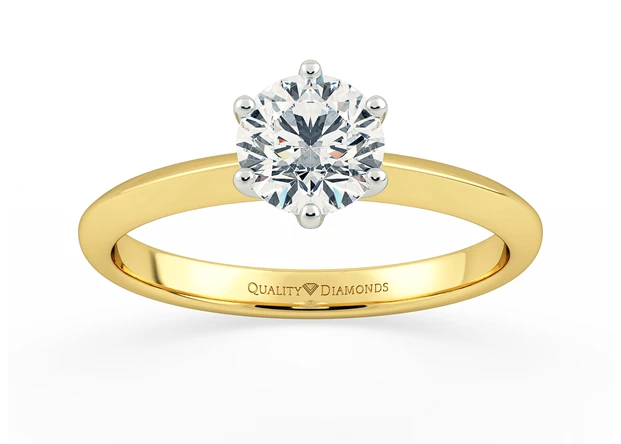 Round Brilliant Carella Diamond Ring in 9K Yellow Gold