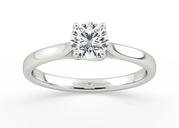 Round Brilliant Cuore Diamond Ring in 18K White Gold