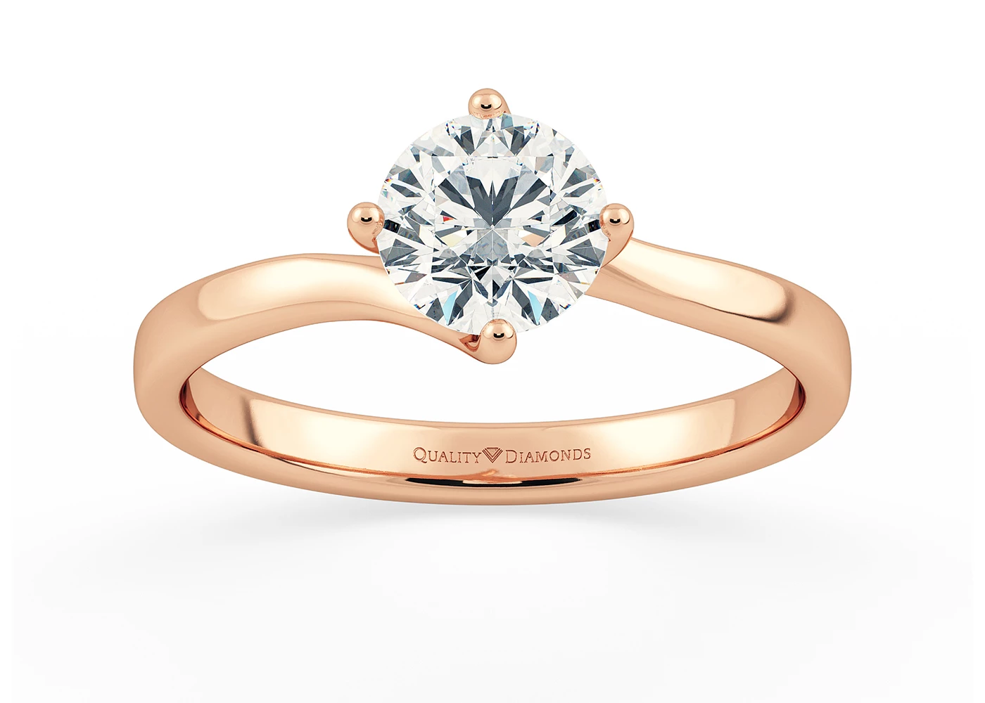 Round Brilliant Cura Diamond Ring in 18K Rose Gold