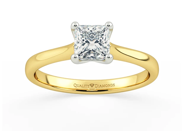 Princess Flor Diamond Ring in 18K Yellow Gold