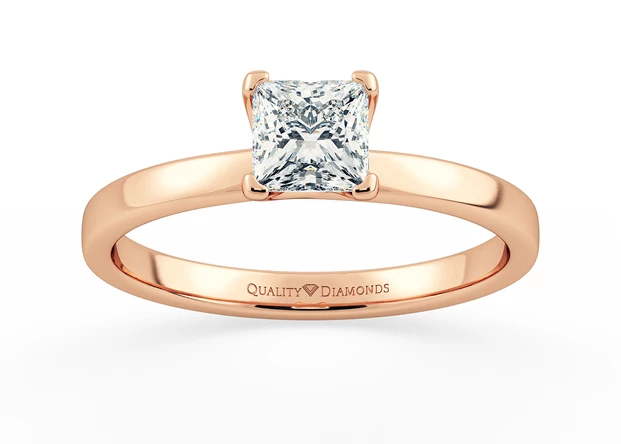 Princess Lusso Diamond Ring in 9K Rose Gold