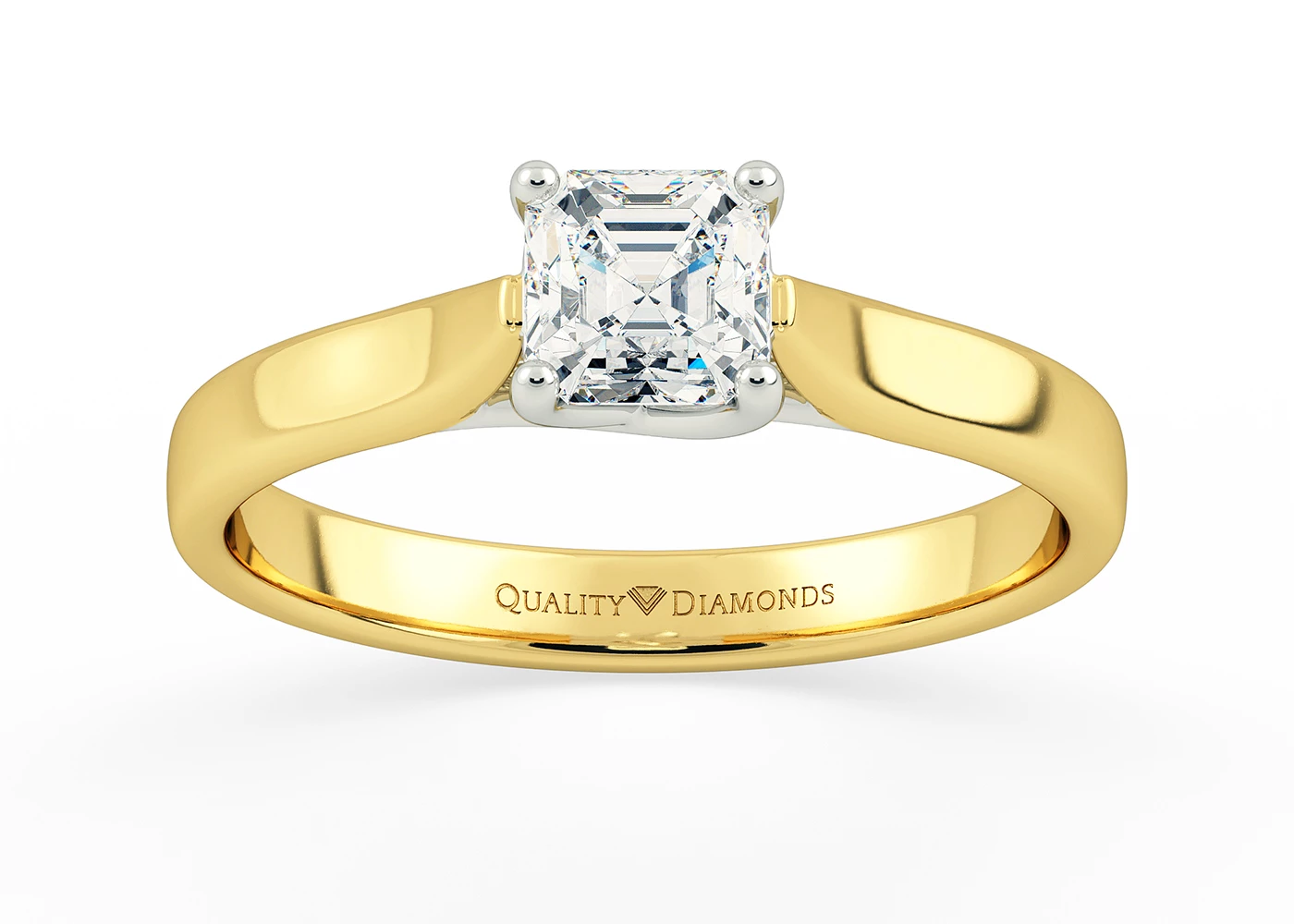 Asscher Mirabelle Diamond Ring in 18K Yellow Gold