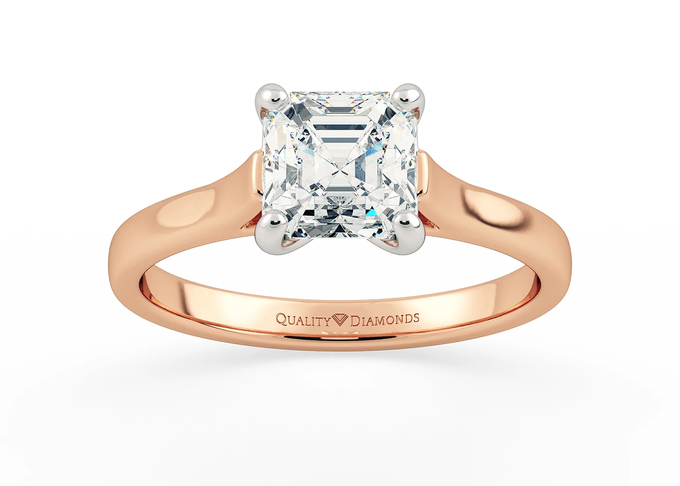 Asscher Rosa Diamond Ring in 18K Rose Gold