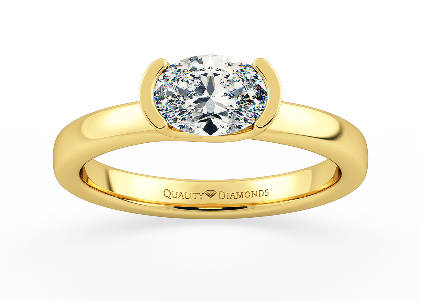 1.05ct Oval Cut Diamond Half Bezel Ring, GIA E – Jewels by Grace