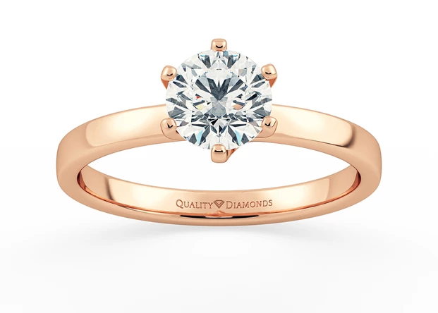 Six Claw Round Brilliant Abbraccio Diamond Ring in 9K Rose Gold