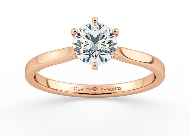 Six Claw Round Brilliant Beau Diamond Ring in 18K Rose Gold