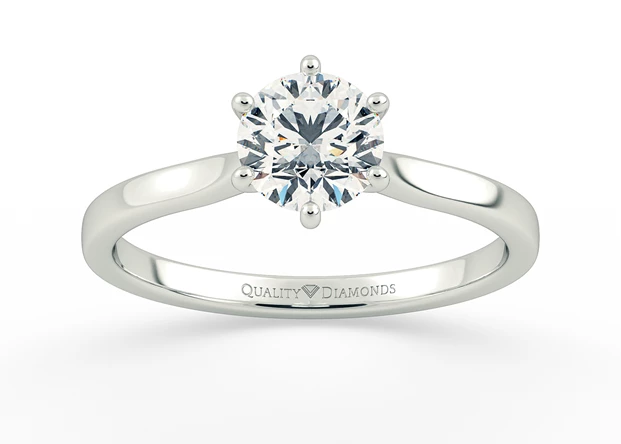 Six Claw Round Brilliant Beau Diamond Ring in Palladium