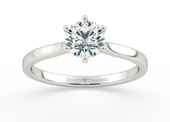 Six Claw Round Brilliant Beau Diamond Ring in 18K White Gold