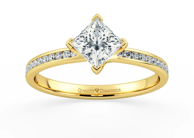 Diamond Set Princess Abbraccio Diamond Ring in 18K Yellow Gold