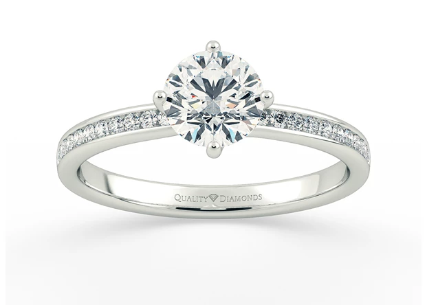 Diamond Set Round Brilliant Abbraccio Diamond Ring in 18K White Gold