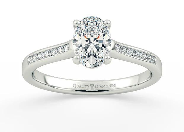 Diamond Set Oval Nara Diamond Ring in 18K White Gold