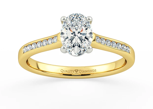 Diamond Set Oval Nara Diamond Ring in 18K Yellow Gold