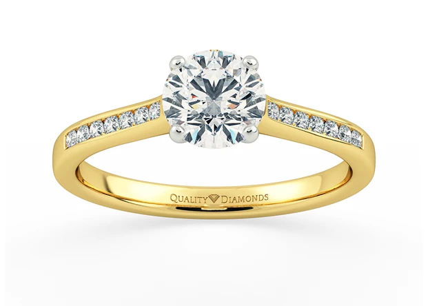 Diamond Set Round Brilliant Nara Diamond Ring in 9K Yellow Gold