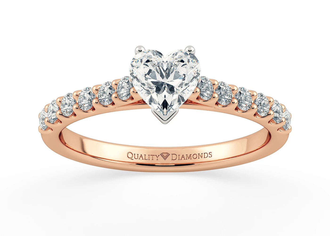Diamond Set Heart Milena Diamond Ring in 18K Rose Gold
