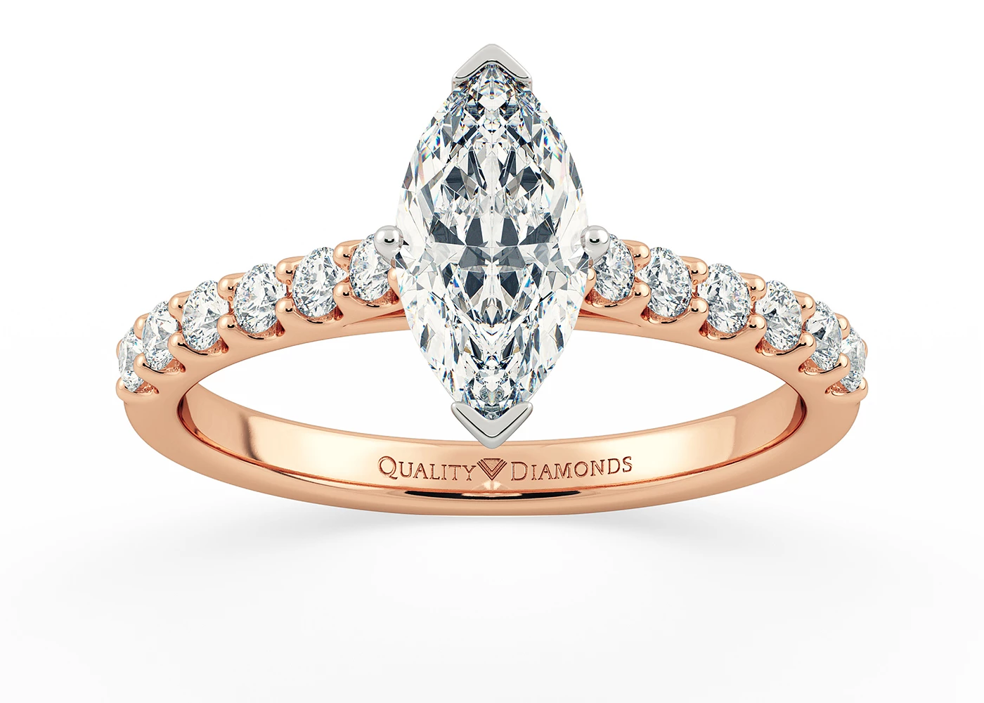 Diamond Set Marquise Milena Diamond Ring in 18K Rose Gold