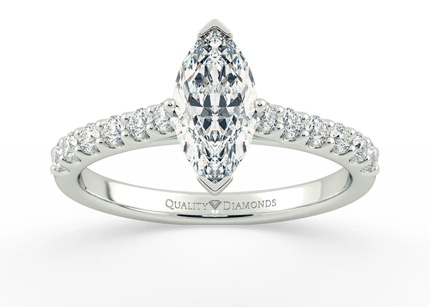 Half Carat Marquise Diamond Set Diamond Engagement Ring in 18K White Gold