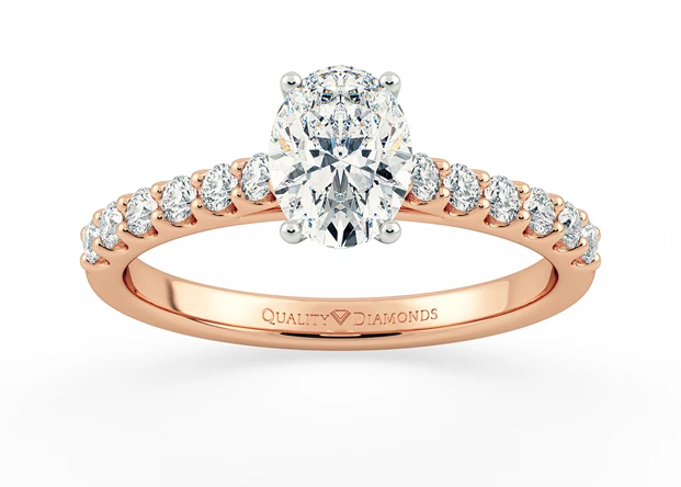 Diamond Set Oval Milena Diamond Ring in 9K Rose Gold