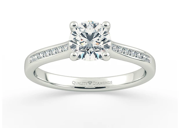 Diamond Set Round Brilliant Estee Diamond Ring in 18K White Gold