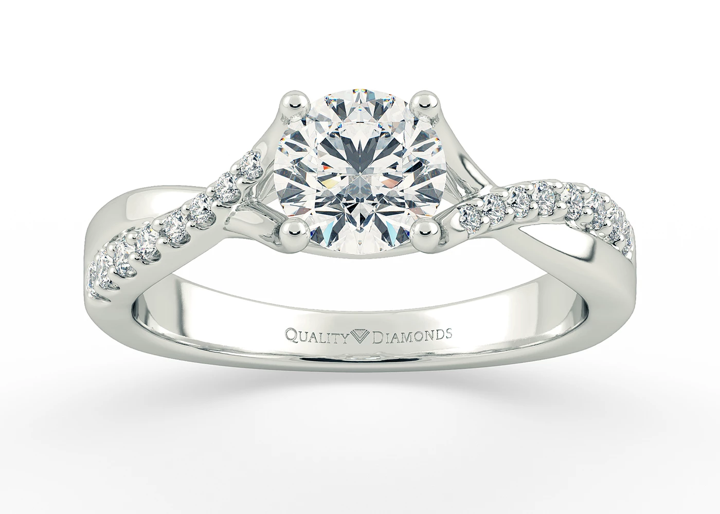 Diamond Set Round Brilliant Athena Diamond Ring in Platinum