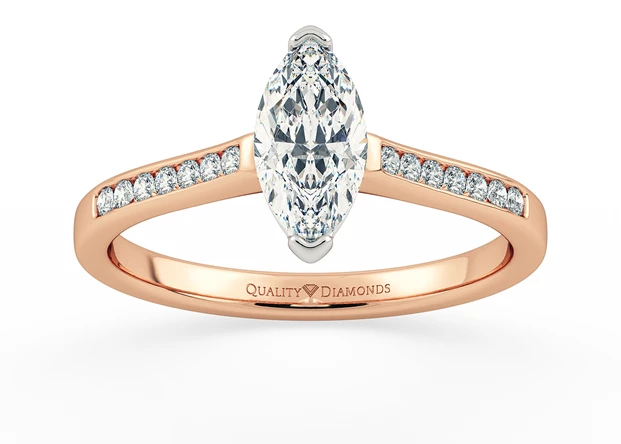 Diamond Set Marquise Hera Diamond Ring in 9K Rose Gold