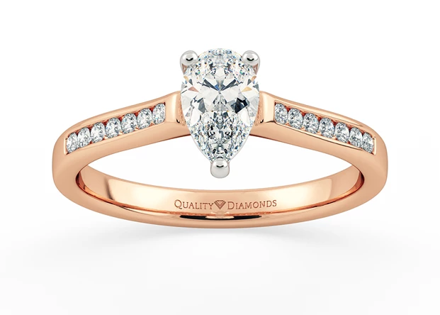 Diamond Set Pear Hera Diamond Ring in Pear 9K Rose Gold