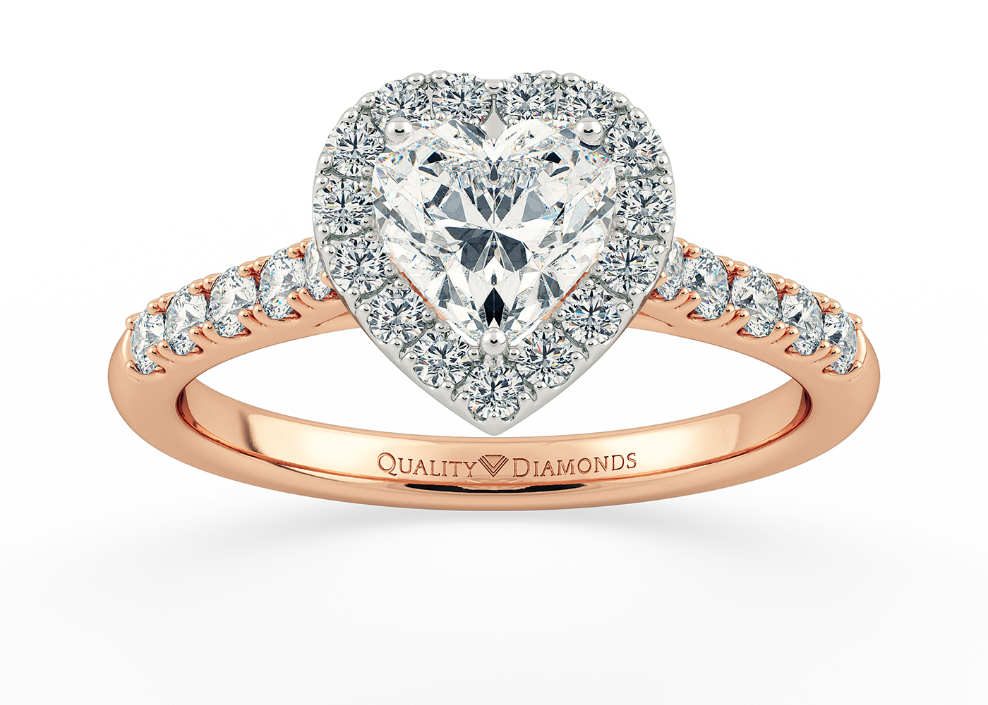 One Carat Lab Grown Heart Halo Diamond Ring in 18K Rose Gold | Quality ...