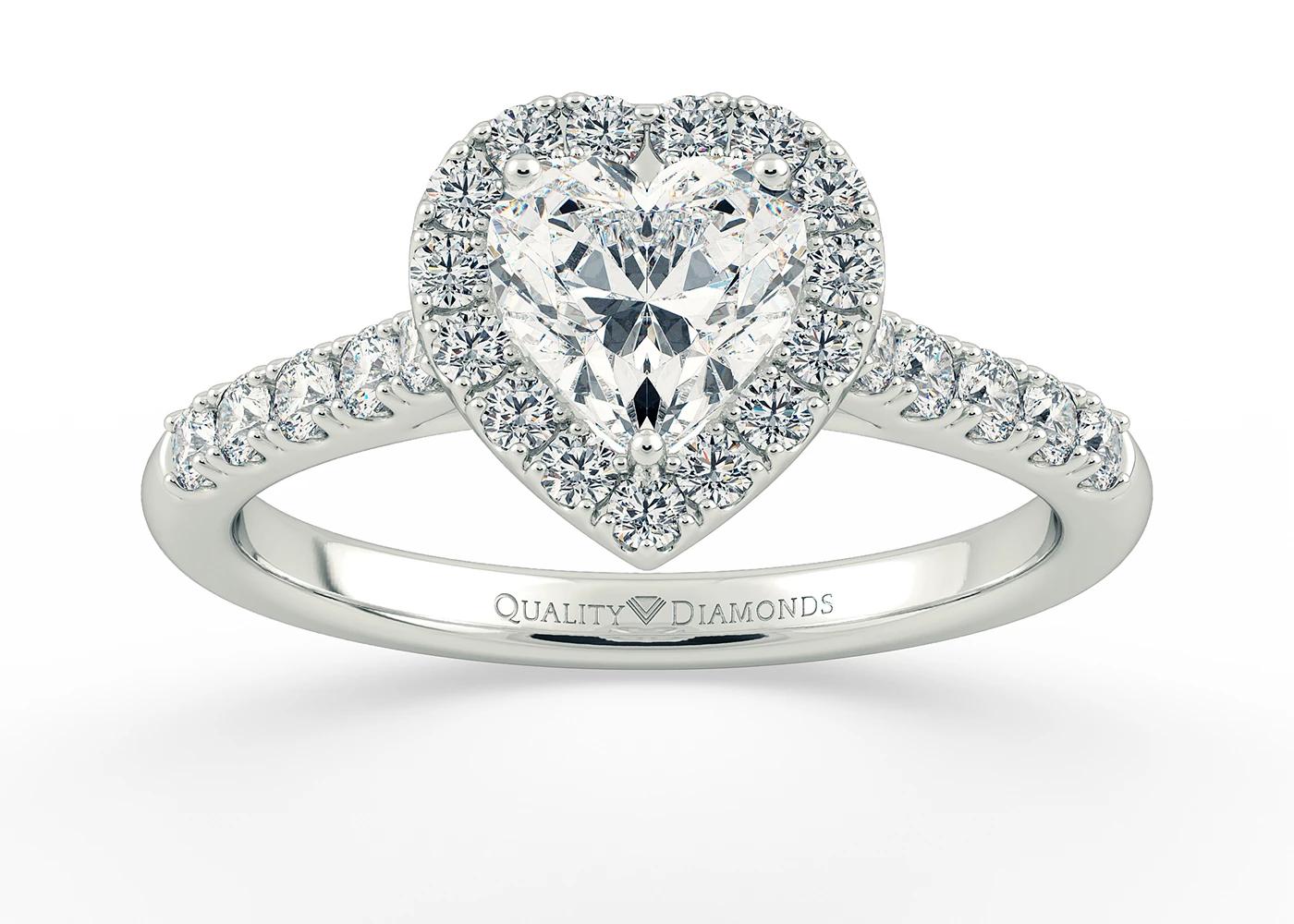 Diamond Set Heart Bijou Diamond Ring in 18K White Gold