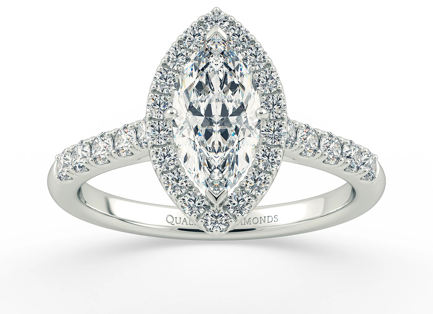 Diamond Set Marquise Bijou Diamond Ring in 18K White Gold