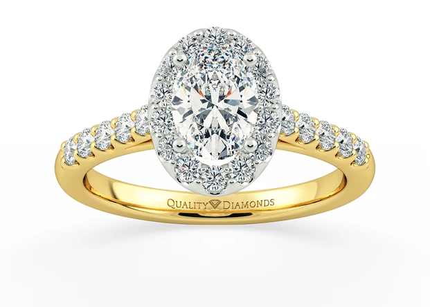 Diamond Set Oval Bijou Diamond Ring in 9K Yellow Gold