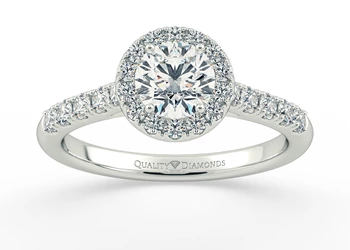 One Carat Lab Grown Round Brilliant Halo Diamond Ring in Platinum 950