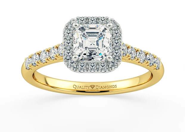 Diamond Set Asscher Bijou Diamond Ring in 9K Yellow Gold