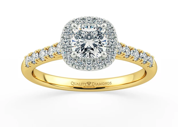 Diamond Set Cushion Bijou Diamond Ring in 9K Yellow Gold