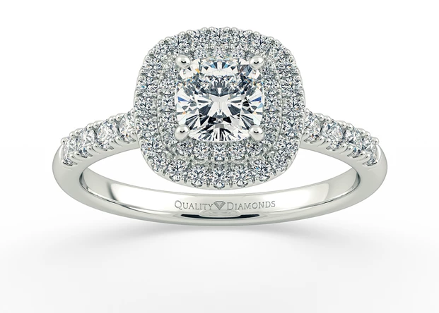 Diamond Set Cushion Eclat Diamond Ring in 9K White Gold