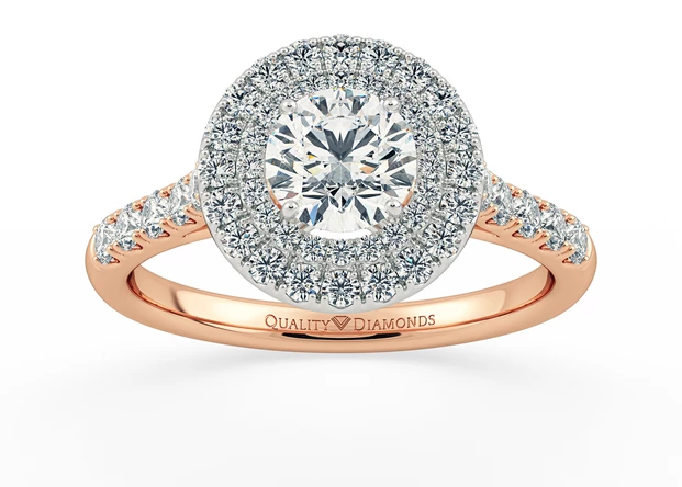 Diamond Set Round Brilliant Eclat Diamond Ring in 9K Rose Gold