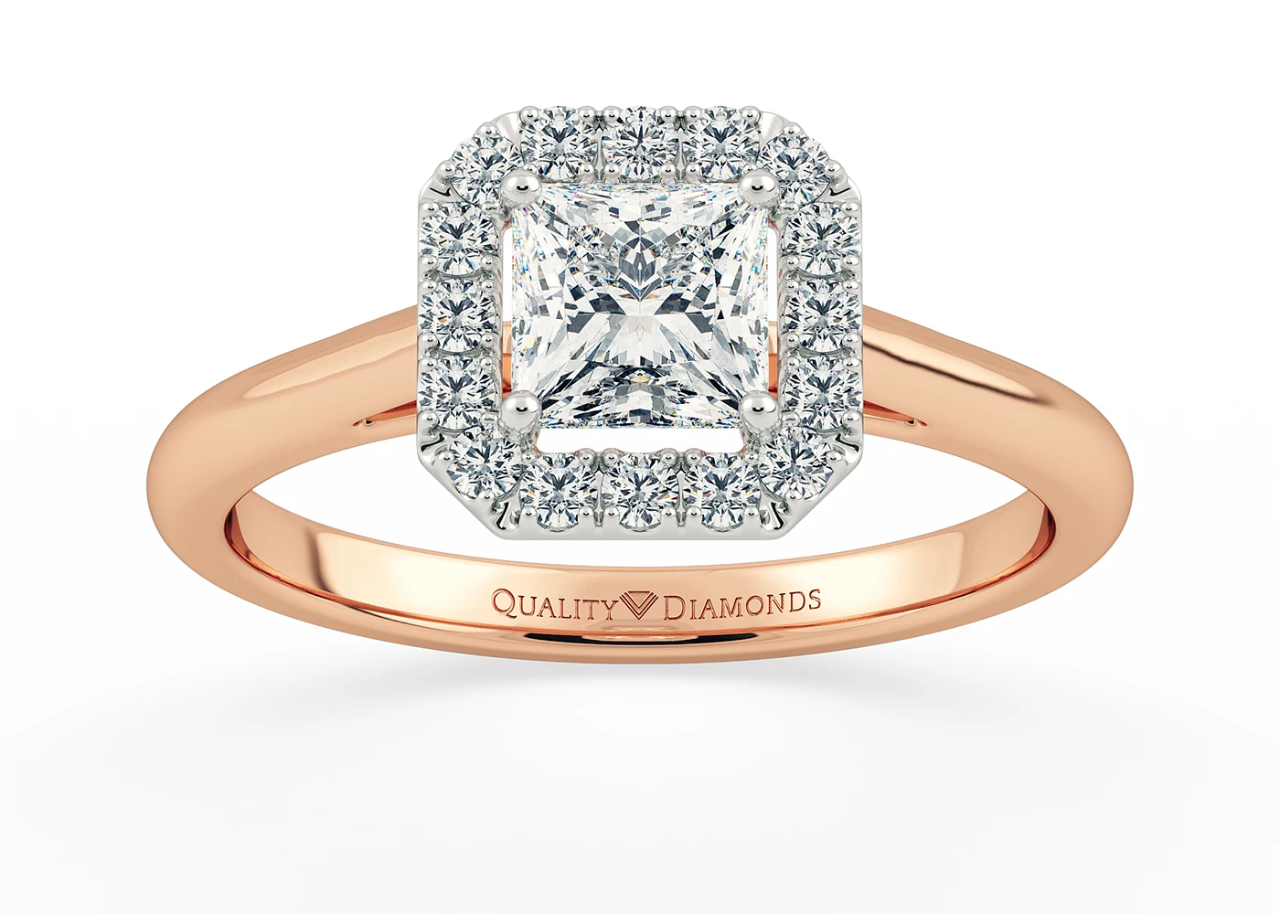 Diamond Set Princess Dolce Diamond Ring in 18K Rose Gold