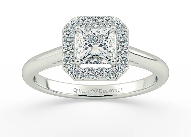 Diamond Set Princess Dolce Diamond Ring in 18K White Gold