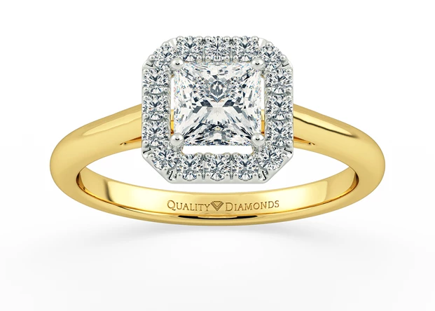 Diamond Set Princess Dolce Diamond Ring in 9K Yellow Gold