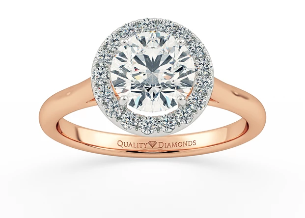 Diamond Set Round Brilliant Dolce Diamond Ring in 9K Rose Gold