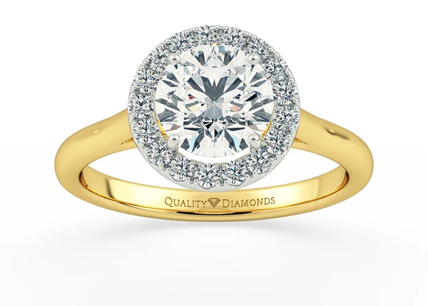 Diamond Set Round Brilliant Dolce Diamond Ring in 18K Yellow Gold