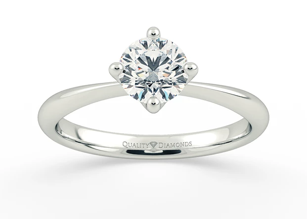 Compass Set Round Brilliant Amorette Diamond Ring in 18K White Gold