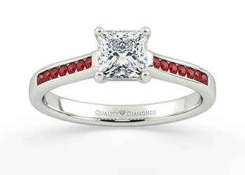 Ruby Set Princess Nara Diamond Ring in Platinum