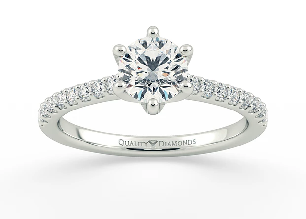 Diamond Set Six Claw Round Brilliant Amorette Diamond Ring in Palladium